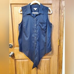 J Jill Women's Sleeveless Tie Bottom Front Shirt Size M